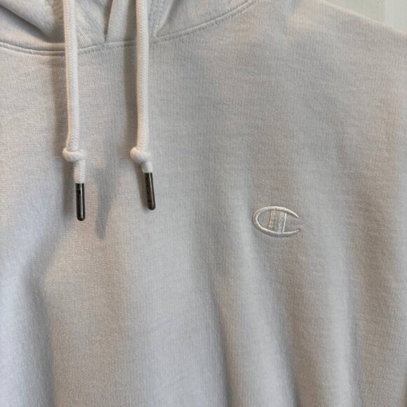 Champion Hoodie Mens Medium White Long Sleeve Drawstring Kangaroo Pocket Pullove - Picture 3 of 11